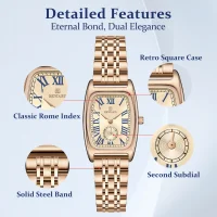 REWARD RD211510L Luxury Tonneau Square Case Women Quartz Watch Mineral Glass Steel Bracelet Classic Lady Watch OEM - 6 Image