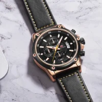 MF0175G MINI FOCUS Men's Fashion Quartz Watch | Leather Strap Date Chronograph Wholesale - 3 Image
