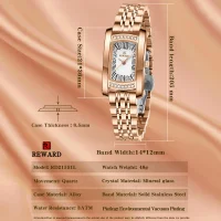REWARD RD21551L Women's Diamond Rectangle Steel Strap Quartz Watch - 2 Image