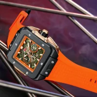 MINI FOCUS MF0475G Casual Men's Square Skeleton Dial Sports Watch - 3 Image
