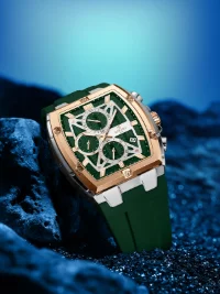 Reward RD832261M Fashion Tonneau Dial Men Watch Silicone Strap Luminous Hands - 2 Image