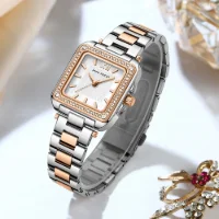 MINI FOCUS MF0619L Square Women's Mother of Pearl Rhinestone Watch - 2 Image