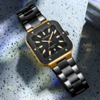 Bulk Curren 8479 Square Quartz Men Watch Luminous Date Ready to Ship Factory Best Price - 1 Image