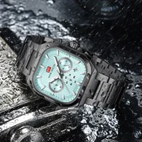 MINI FOCUS MF0622G Men's Quartz Luminous Square Watches Auto Date - 2 Image
