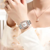 MINI FOCUS MF0619L Square Women's Mother of Pearl Rhinestone Watch - 1 Image