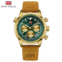 Mini Focus MF0463G Leather Straps Fashion Men Multifunction Chronograph Watches - 0 Image