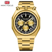 MINI FOCUS MF0601G Wholesale Men's Retro Quartz Watch-Luminous Pulsometer Chronograph Steel Band - 0 Image