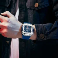 MINI FOCUS MF0475G Casual Men's Square Skeleton Dial Sports Watch - 2 Image