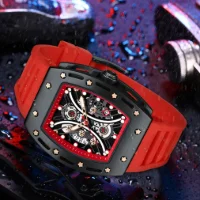 Wholesale MINI FOCUS MF0420G Men's Tonneau Quartz Watch – Curved Crystal Skeleton Dial Sport Watch Supplier - 6 Image