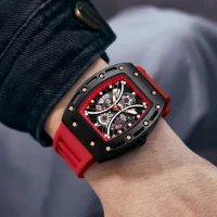 Wholesale MINI FOCUS MF0420G Men's Tonneau Quartz Watch – Curved Crystal Skeleton Dial Sport Watch Supplier - 0 Image