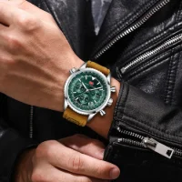 Mini Focus MF0463G Leather Straps Fashion Men Multifunction Chronograph Watches - 1 Image