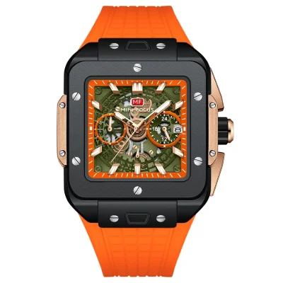 MINI FOCUS MF0475G Casual Men's Square Skeleton Dial Sports Watch