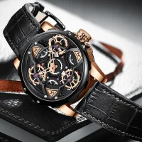 Bulk Mini Focus MF0249G Skeleton Men Quartz Watch Leather Ready to Ship Best Price - 6 Image